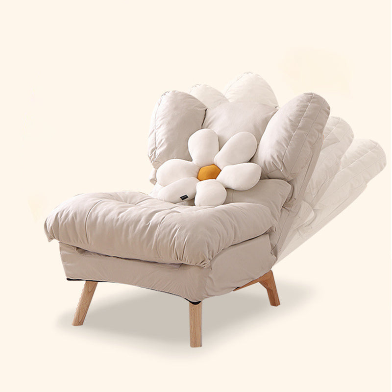 Modern Minimalist Rectangle Square Foldable Tech Fabric Cotton Linen Solid Wood Accent Chair Backrest For Living Room