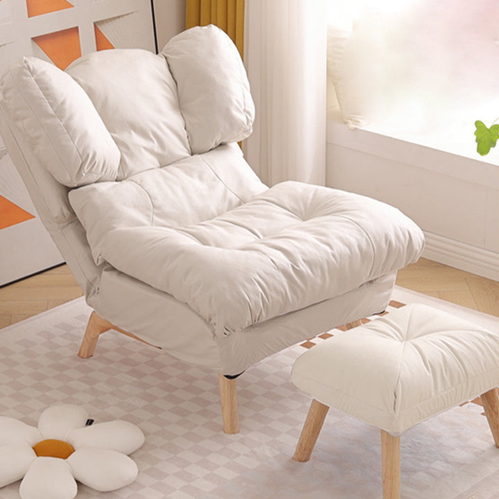 Chaise d'accent rectangulaire minimaliste moderne pliable en tissu technique en coton lin bois massif avec dossier pour salon 