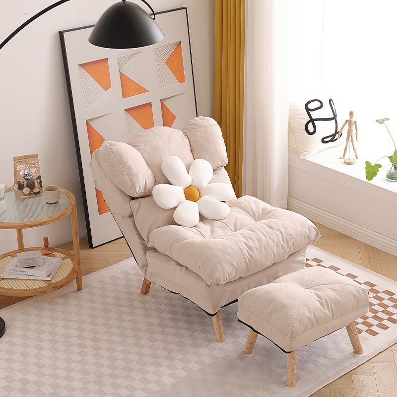 Modern Minimalist Rectangle Square Foldable Synthetic Fabric Cotton Linen Solid Wood Accent Chair Backrest For Living Room