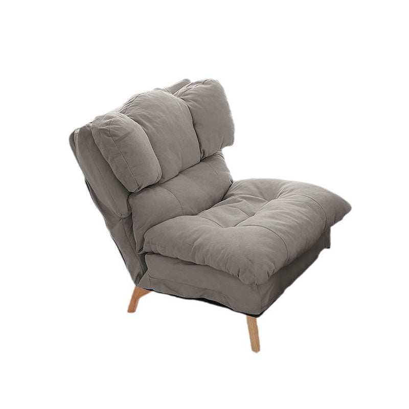 Modern Minimalist Rectangle Square Foldable Tech Fabric Cotton Linen Solid Wood Accent Chair Backrest For Living Room