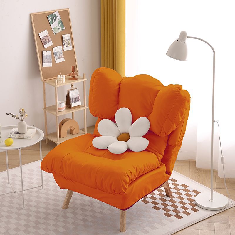 Modern Minimalist Rectangle Square Foldable Tech Fabric Cotton Linen Solid Wood Accent Chair Backrest For Living Room