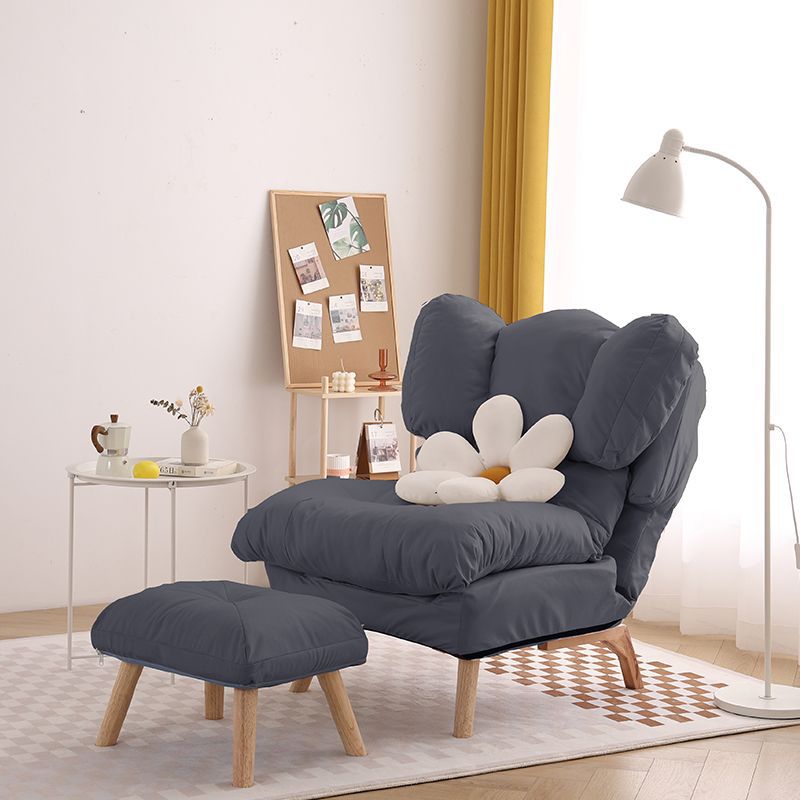 Modern Minimalist Rectangle Square Foldable Tech Fabric Cotton Linen Solid Wood Accent Chair Backrest For Living Room