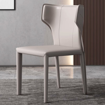 Contemporary Scandinavian Large Bullhead Square Leather Metal Dining Chair Backrest Armless For Dining Room