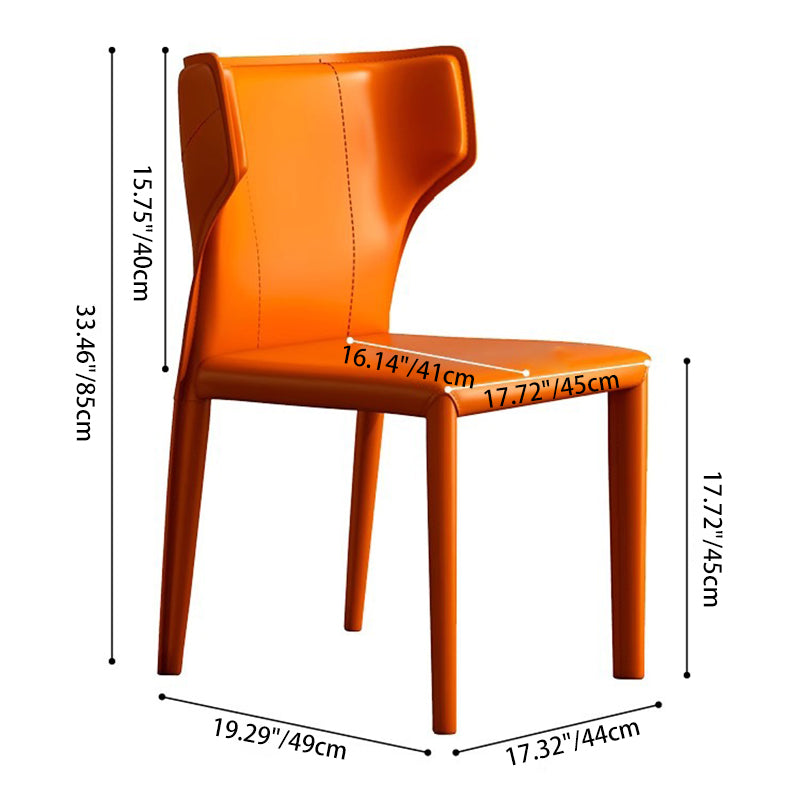 Contemporary Scandinavian Large Bullhead Square Leather Metal Dining Chair Backrest Armless For Dining Room