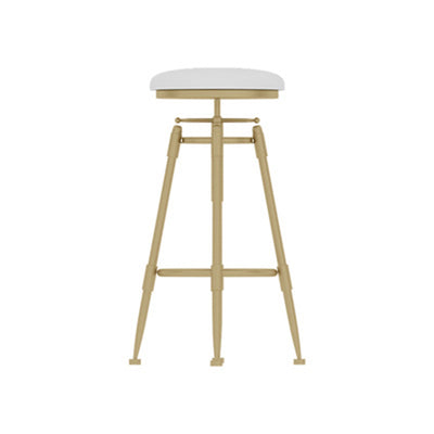 Contemporary Scandinavian Round Triangle Support Liftable Leather Iron Solid Wood Bar Stool Backrest Armless For Dining Room