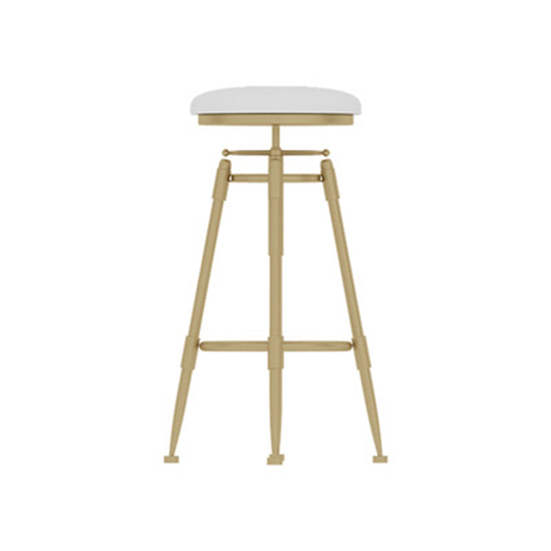 Contemporary Scandinavian Round Triangle Support Liftable Leather Iron Solid Wood Bar Stool Backrest Armless For Dining Room