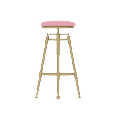 Contemporary Scandinavian Round Triangle Support Liftable Leather Iron Solid Wood Bar Stool Backrest Armless For Dining Room