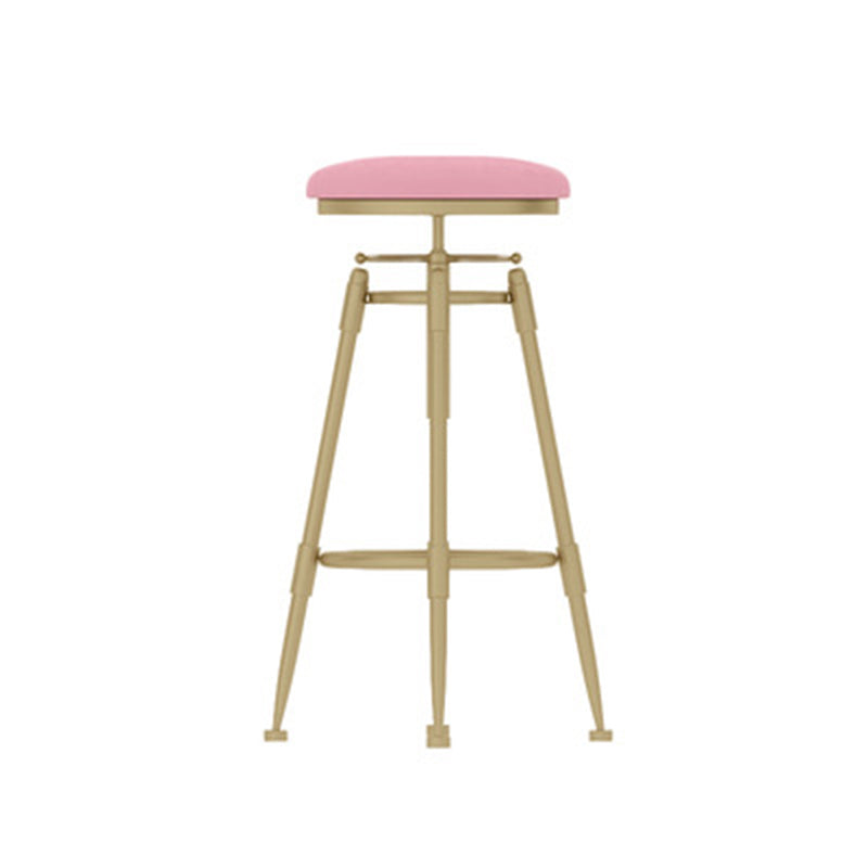 Contemporary Scandinavian Round Triangle Support Liftable Leather Iron Solid Wood Bar Stool Backrest Armless For Dining Room