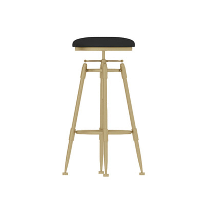 Contemporary Scandinavian Round Triangle Support Liftable Leather Iron Solid Wood Bar Stool Backrest Armless For Dining Room
