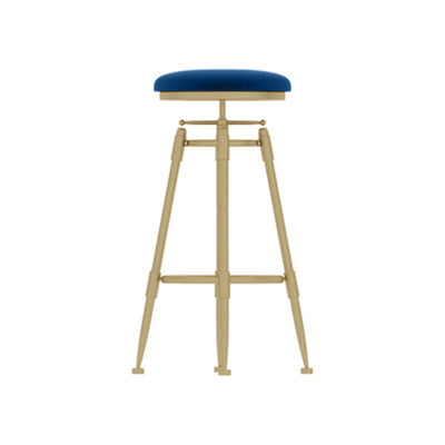 Contemporary Scandinavian Round Triangle Support Liftable Leather Iron Solid Wood Bar Stool Backrest Armless For Dining Room