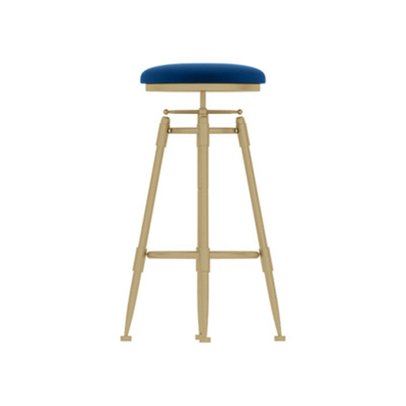 Contemporary Scandinavian Round Triangle Support Liftable Leather Iron Solid Wood Bar Stool Backrest Armless For Dining Room