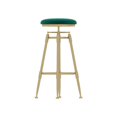 Contemporary Scandinavian Round Triangle Support Liftable Leather Iron Solid Wood Bar Stool Backrest Armless For Dining Room