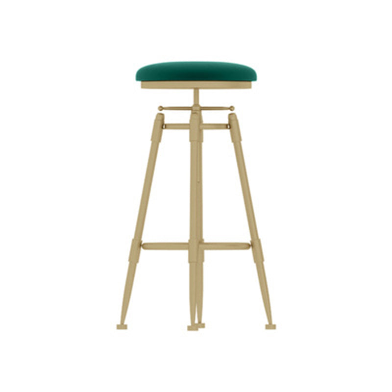 Contemporary Scandinavian Round Triangle Support Liftable Leather Iron Solid Wood Bar Stool Backrest Armless For Dining Room