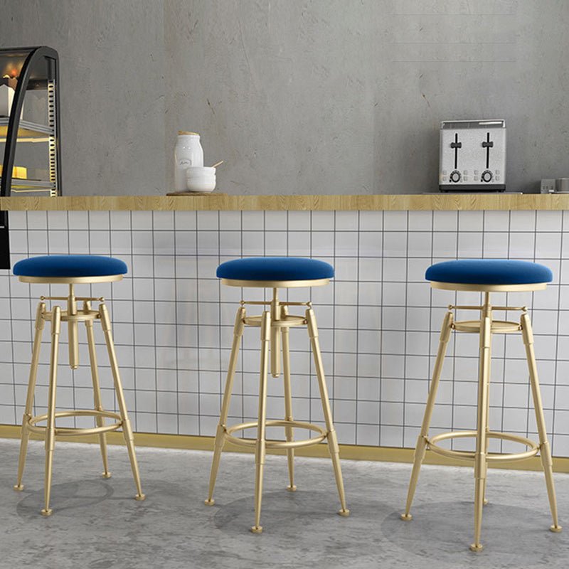 Contemporary Scandinavian Round Triangle Support Liftable Leather Iron Solid Wood Bar Stool Backrest Armless For Dining Room