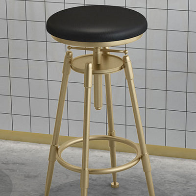 Contemporary Scandinavian Round Triangle Support Liftable Leather Iron Solid Wood Bar Stool Backrest Armless For Dining Room