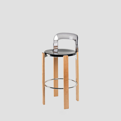 Traditional Chinese Round Curved ABS PC Wood Dining Chair Backrest Armless For Dining Room