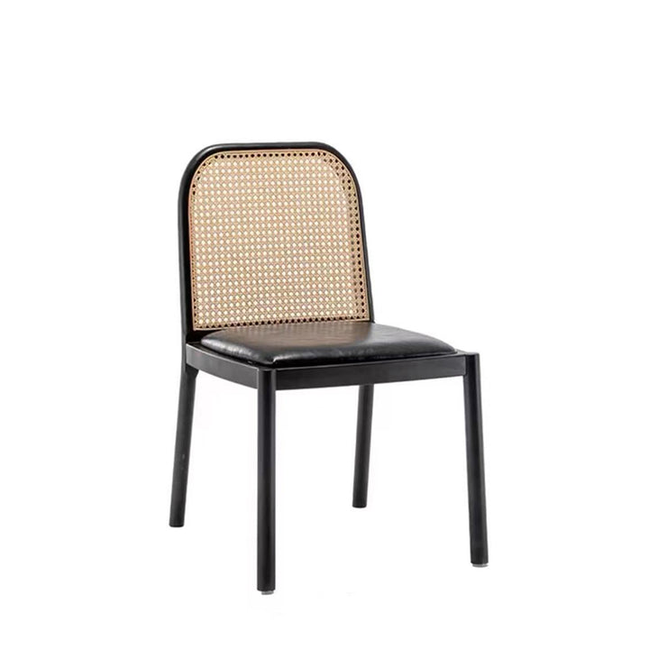 Traditional Chinese Square Round Sleek Hollow Linen Sherpa Fabric Leather Rattan Solid Wood Dining Chair Backrest Armless For Dining Room