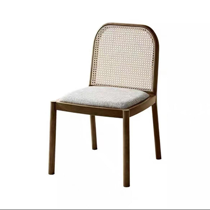 Traditional Chinese Square Round Sleek Hollow Linen Sherpa Fabric Leather Rattan Solid Wood Dining Chair Backrest Armless For Dining Room