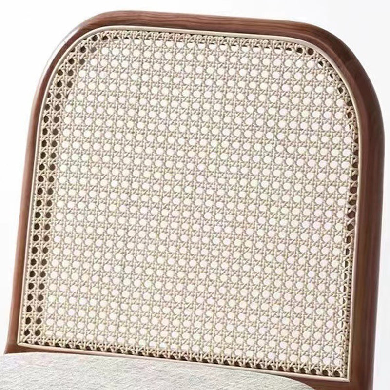 Traditional Chinese Square Round Sleek Hollow Linen Sherpa Fabric Leather Rattan Solid Wood Dining Chair Backrest Armless For Dining Room