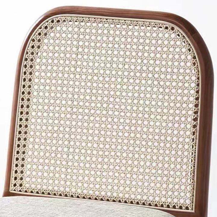 Traditional Chinese Square Round Sleek Hollow Linen Sherpa Fabric Leather Rattan Solid Wood Dining Chair Backrest Armless For Dining Room