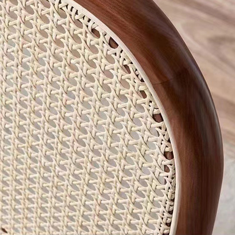 Traditional Chinese Square Round Sleek Hollow Linen Sherpa Fabric Leather Rattan Solid Wood Dining Chair Backrest Armless For Dining Room