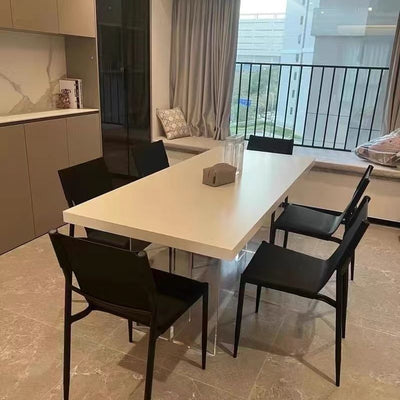 Contemporary Scandinavian Hard Leather Square Saddle Leather Carbon Steel Metal Dining Chair Backrest For Dining Room
