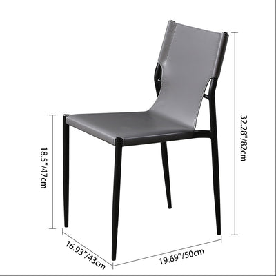 Contemporary Scandinavian Hard Leather Square Saddle Leather Carbon Steel Metal Dining Chair Backrest For Dining Room