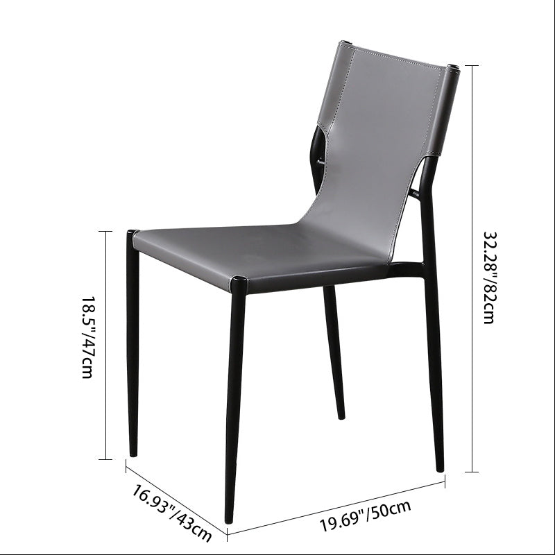 Contemporary Scandinavian Hard Leather Square Saddle Leather Carbon Steel Metal Dining Chair Backrest For Dining Room