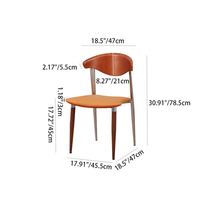 Chaise de salle à manger avec dossier en tissu carré vintage traditionnel en métal 