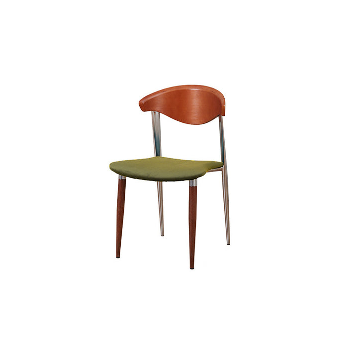 Traditional Vintage Cowl Bend Square Fabric Plywood Metal Dining Chair Backrest For Dining Room