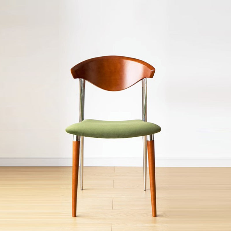 Traditional Vintage Cowl Bend Square Fabric Plywood Metal Dining Chair Backrest For Dining Room