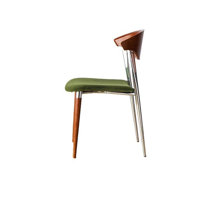 Traditional Vintage Cowl Bend Square Fabric Plywood Metal Dining Chair Backrest For Dining Room