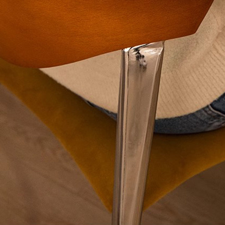 Traditional Vintage Cowl Bend Square Fabric Plywood Metal Dining Chair Backrest For Dining Room