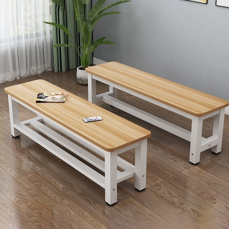 Modern Minimalist Rectangle Three Bar Plate Metal Shoe Bench Low Stool For Living Room