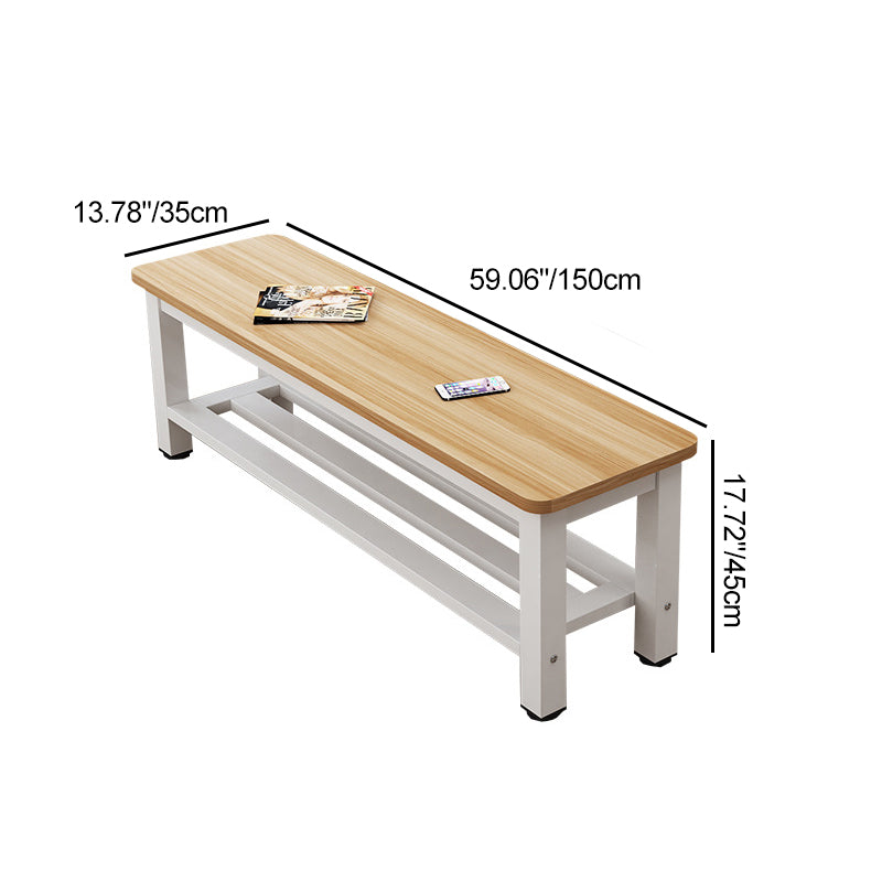Modern Minimalist Rectangle Three Bar Plate Metal Shoe Bench Low Stool For Living Room