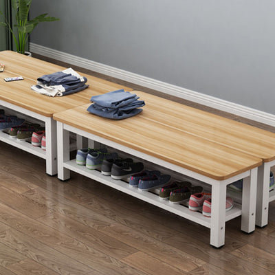 Modern Minimalist Rectangle Three Bar Plate Metal Shoe Bench Low Stool For Living Room