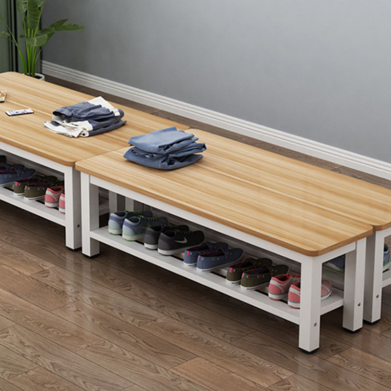 Modern Minimalist Rectangle Three Bar Plate Metal Shoe Bench Low Stool For Living Room