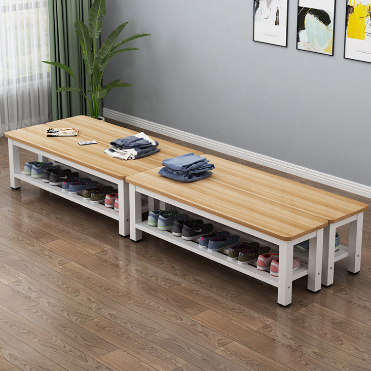 Modern Minimalist Rectangle Three Bar Plate Metal Shoe Bench Low Stool For Living Room
