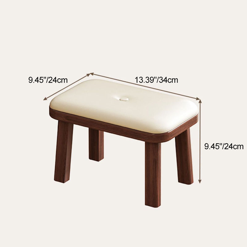 Modern Minimalist Rectangle PU Leather Solid Wood Shoe Bench Low Stool For Living Room