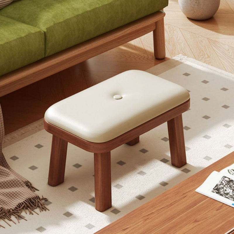 Modern Minimalist Rectangle PU Leather Solid Wood Shoe Bench Low Stool For Living Room
