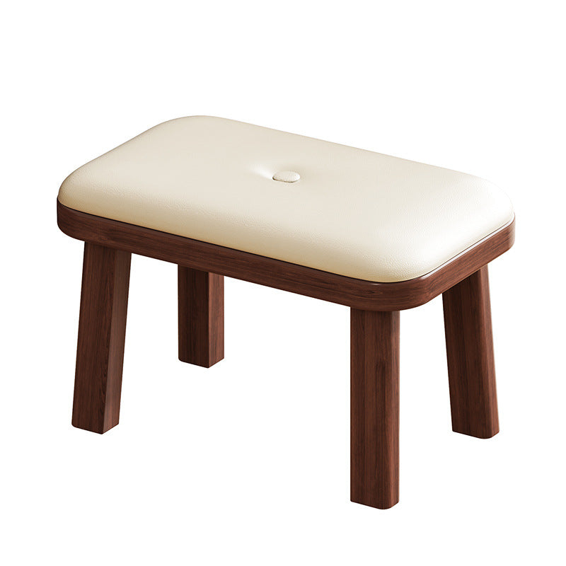 Modern Minimalist Rectangle PU Leather Solid Wood Shoe Bench Low Stool For Living Room