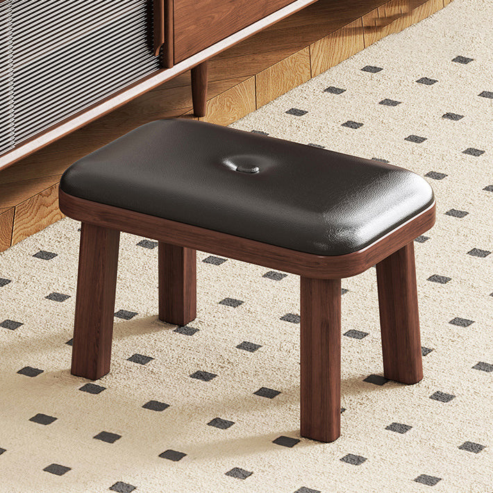 Modern Minimalist Rectangle PU Leather Solid Wood Shoe Bench Low Stool For Living Room