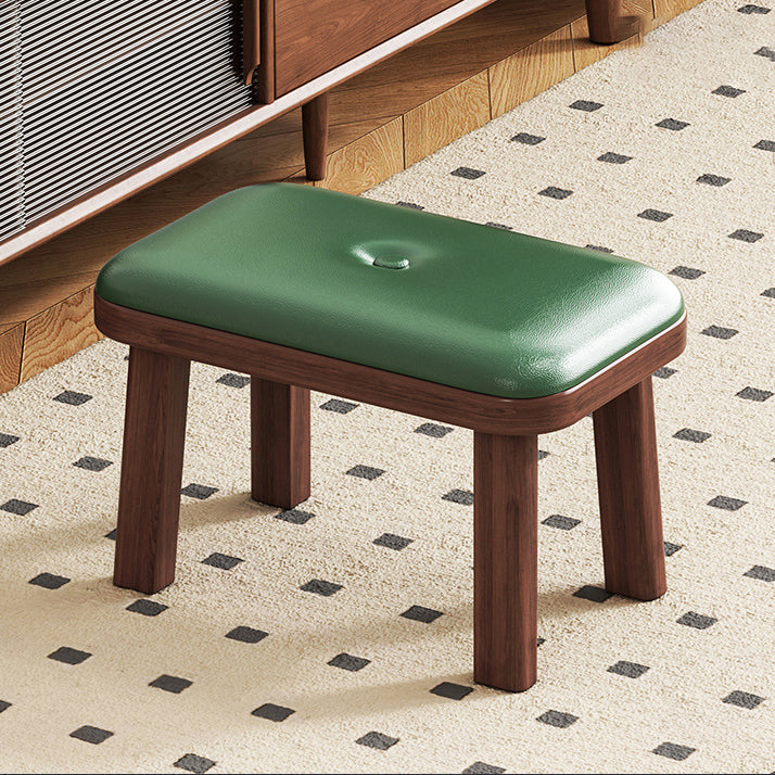 Modern Minimalist Rectangle PU Leather Solid Wood Shoe Bench Low Stool For Living Room