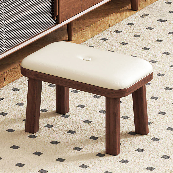 Modern Minimalist Rectangle PU Leather Solid Wood Shoe Bench Low Stool For Living Room
