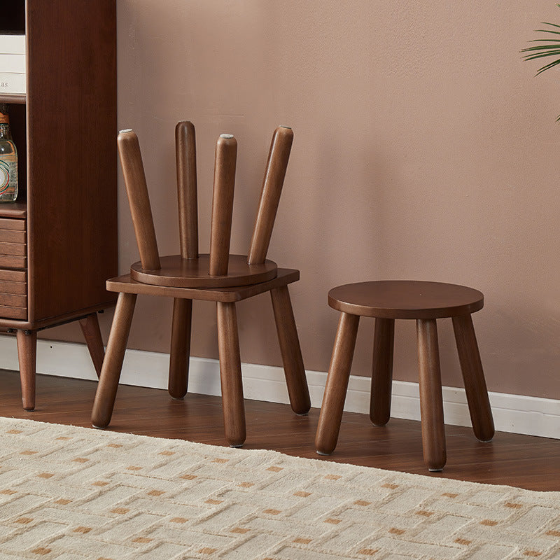Modern Minimalist Square Rubberwood Chair Backless For Living Room