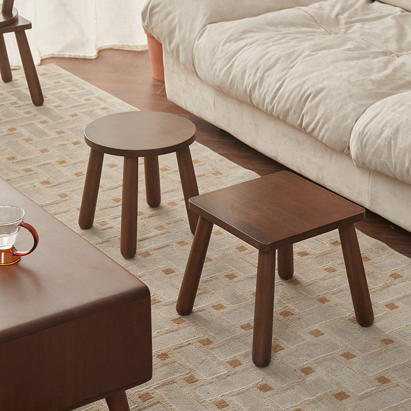 Modern Minimalist Square Rubberwood Chair Backless For Living Room ...