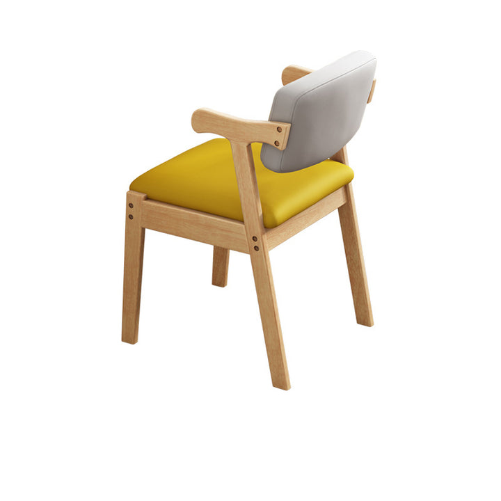 Chaise de salle à manger contemporaine scandinave en tissu en forme de carré Z en cuir synthétique avec dossier et accoudoirs en bois 