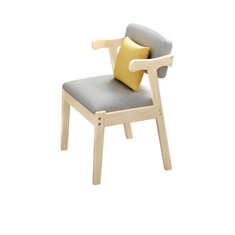 Contemporary Scandinavian Square Z Shape Fabric Leather Wood Dining Chair Backrest Armrest For Dining Room