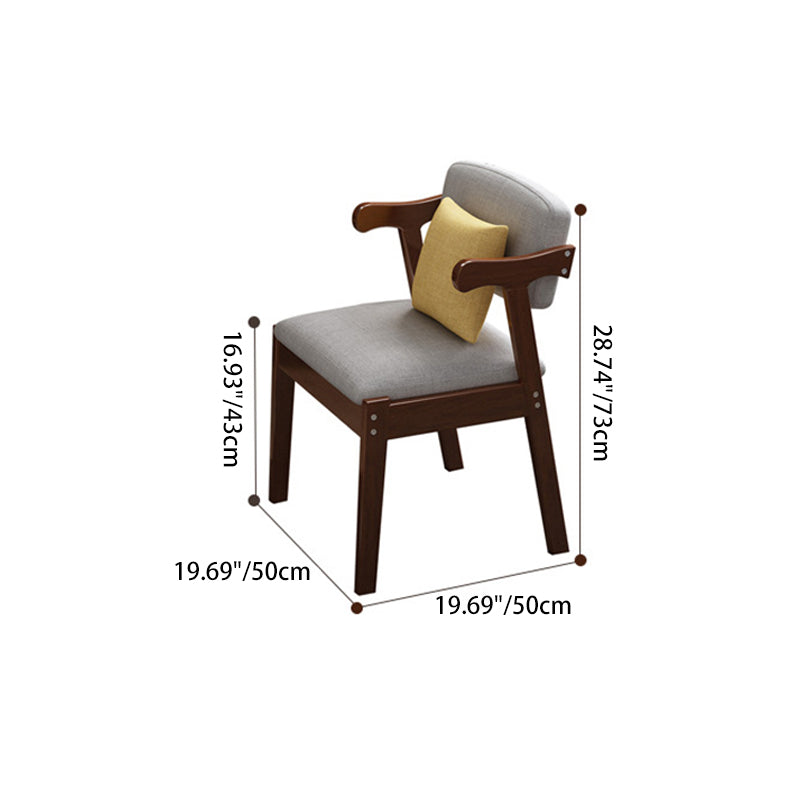 Contemporary Scandinavian Square Z Shape Fabric Leather Wood Dining Chair Backrest Armrest For Dining Room