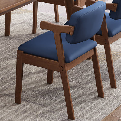 Contemporary Scandinavian Square Z Shape Fabric Leather Wood Dining Chair Backrest Armrest For Dining Room